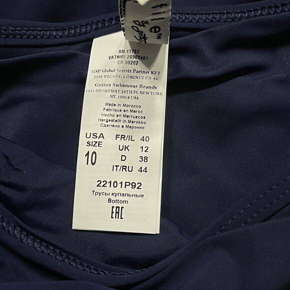 Profile by Gottex Palm Springs SZ 10 Swim Skirt Side Slit Ruffled UPF 50+ Blue - Picture 6 of 12